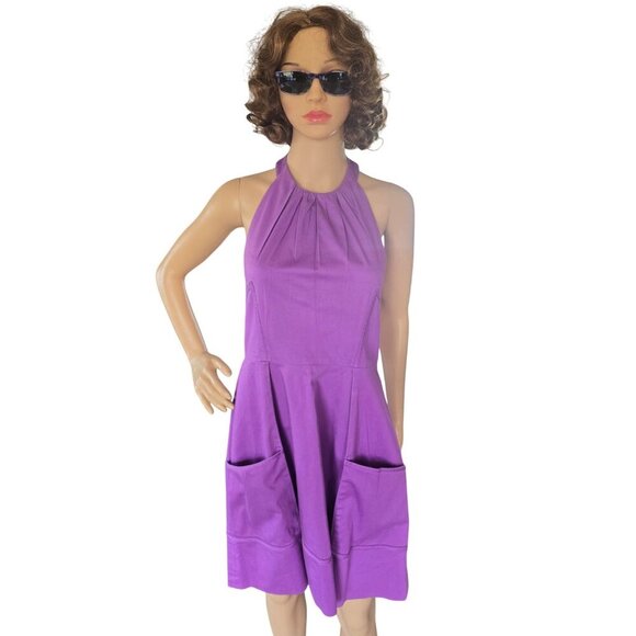 Vintage y2k Jessica Simpson Purple High Neck A Line Dress Backless Women Size 10 - Picture 1 of 8